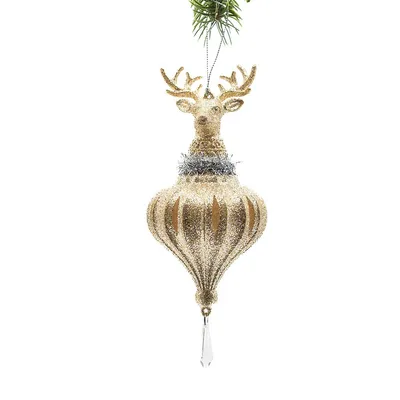 Glittering Deer Head Ornament (pack Of 4)