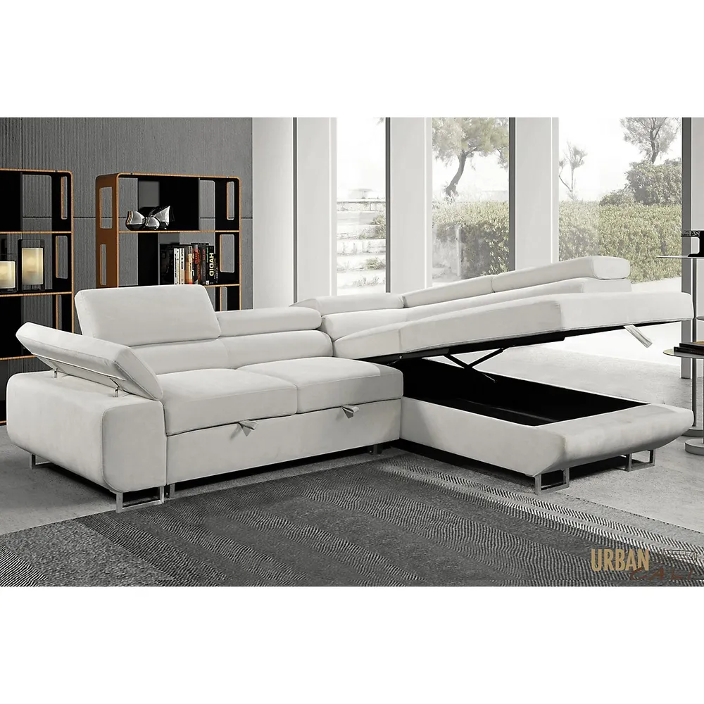 Hollywood Sleeper Sectional Sofa Bed With Adjustable Headrests And Storage Chaise
