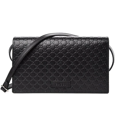 Microguccissima Black Wallet Crossbody Handbag