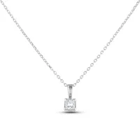 14k White Gold 0.36 Ct Princess Cut Canadian Diamond Solitaire Pendant And Chain