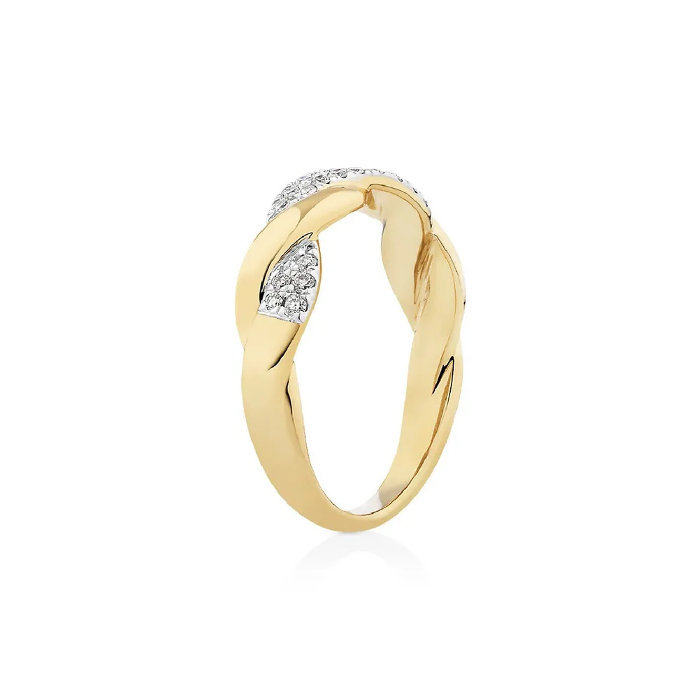 Twist Ring With 1/5 Carat Tw Of Diamonds In 10kt Yellow Gold