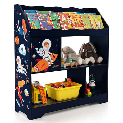 Toy Storage Organizer 3-in-1 Kids Toy Shelf With Book Shelf