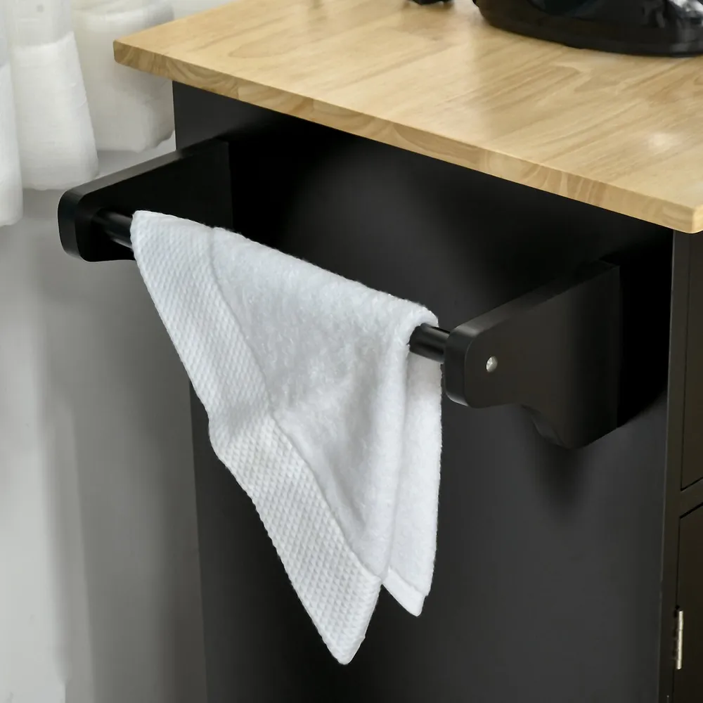 Rolling Kitchen Island Cart With Towel Rack