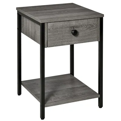 End Side Table With Drawer And Storage Shelf