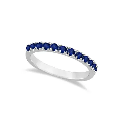 Blue Sapphire Stackable Ring Anniversary Band 14k Gold
