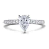 14k White Gold 0.68 Cttw Cgl Certified Pear Cut Canadian Diamond Engagement Ring