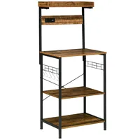 Kitchen Bakers Rack With Storage, Power Outlet, Usb Charger