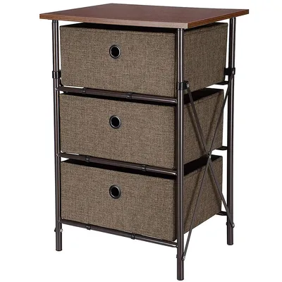 Tier Iron Framed Nightstands End Table Dresser Organizer Unit With Removable Drawers