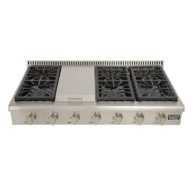 48-in Liquid Propane Range-top With Griddle And Classic Silver Knobs