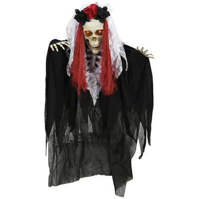 39" Halloween Bride Skeleton Animated Prop With Sound And Light