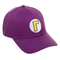 Nintendo Super Mario Bros Waluigi L Logo Flex Fit Hat Baseball Cap
