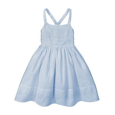Organic Sleeveless Sundress With Bow Back Detail And Embroidery