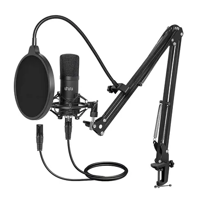 Condenser Microphone Set, Professional Studio Cardioid Microphone Kit With Boom Arm, Shock Mount For Streaming, Recording, Podcasts