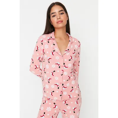 Women Printed Woven Shirt-trousers Pajama Set