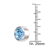 Sterling Silver Bezel Setting Aqua 5mm Crystal Stud Earring