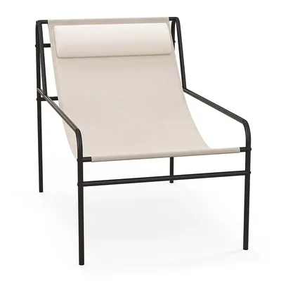 Patio Sling Lounge Chair With Removable Headrest Pillow Breathable Seat Balcony