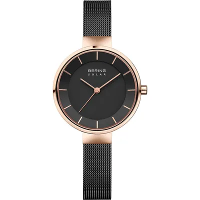 Ladies Solar Stainless Steel Watch In Rose Gold