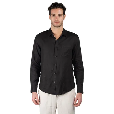 Long Sleeve Linen Shirt Black