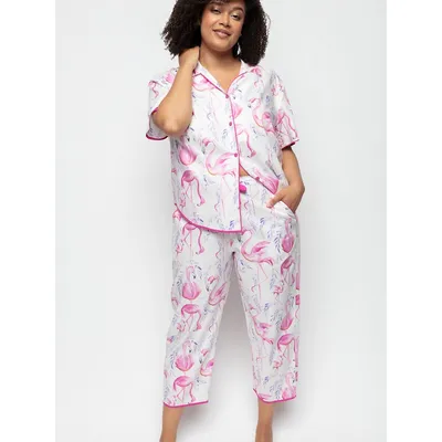 Fifi Flamingo Print Cropped Pyjama Set
