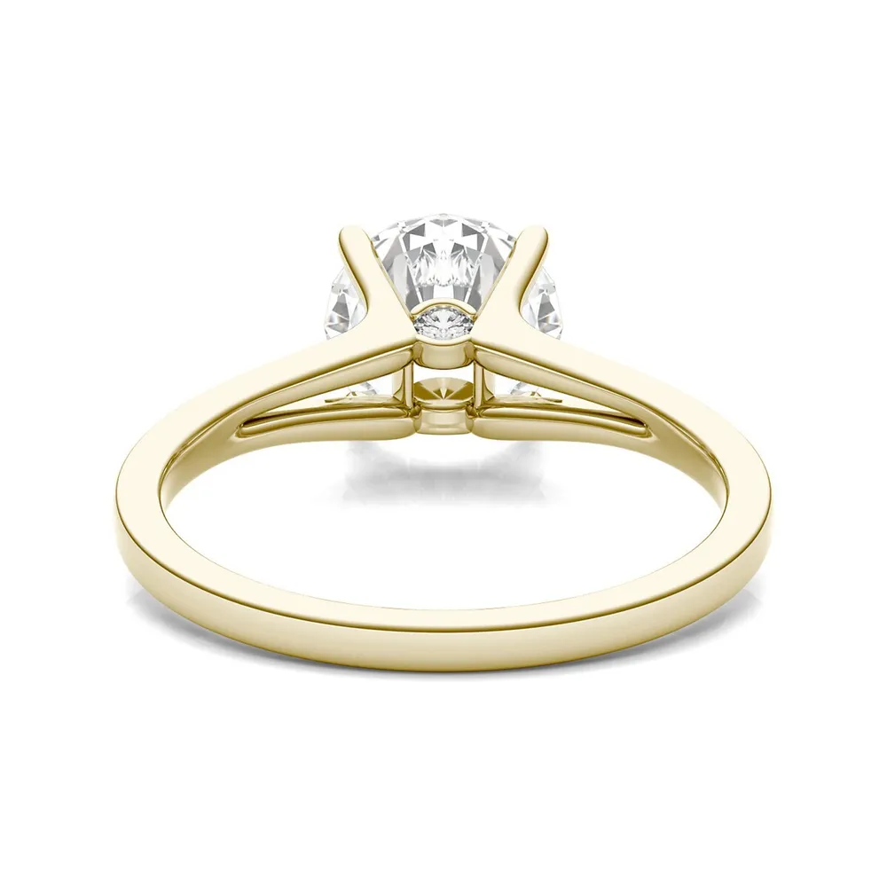 14k Yellow Gold Round Created Moissanite Engagement Ring