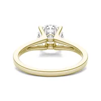 14k Yellow Gold Round Created Moissanite Engagement Ring