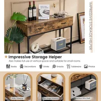 Console Table Industrial Large Drawers Storage Shelf Narrow Entryway Hallway
