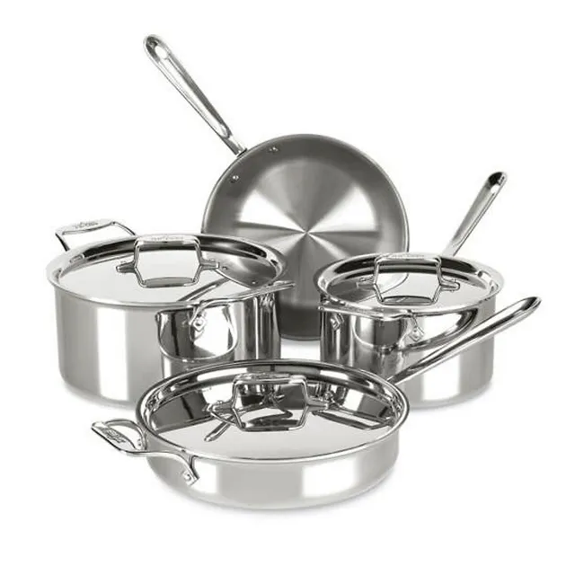 All-Clad 4201 Stainless Steel Tri-Ply Bonded Sauce Pan with Lid / Cookware,  1-Quart, Silver