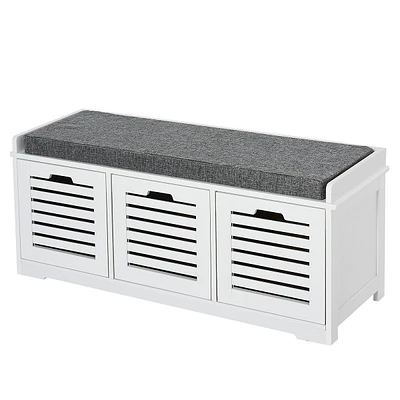 Storage Shoe Bench With 3 Drawers