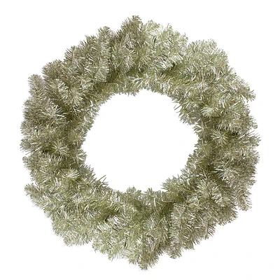24" Metallic Champagne Gold Artificial Double Tinsel Christmas Wreath - Unlit