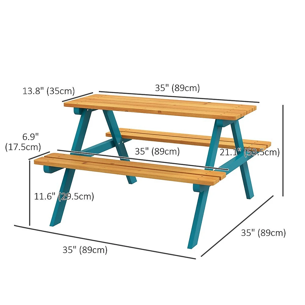Wooden Kids Picnic Table Set For Kids Aged 3-8 Years Old