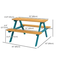 Wooden Kids Picnic Table Set For Kids Aged 3-8 Years Old