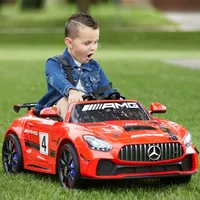 12v Ride-on Mercedes-benz Amg Gt4 With Parental Remote Control, Handle Bar And Caster Wheels, Full Led Lighting, Leather Seat And Upgraded Mp4