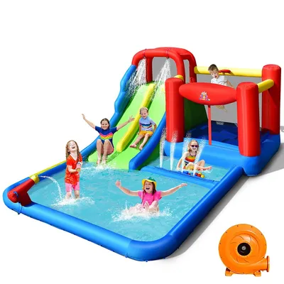 Inflatable Water Slide Kids Jumping Bounce Castle W/ Ocean Balls & 780w Blower