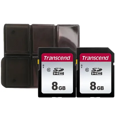 2x Ts8gsdc300s 8gb Sdhc Memory Card With Memory Card Holder
