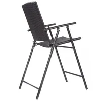 Costway 4 Pcs Folding Rattan Wicker Bar Stool Chair Indoor & Outdoor Brown