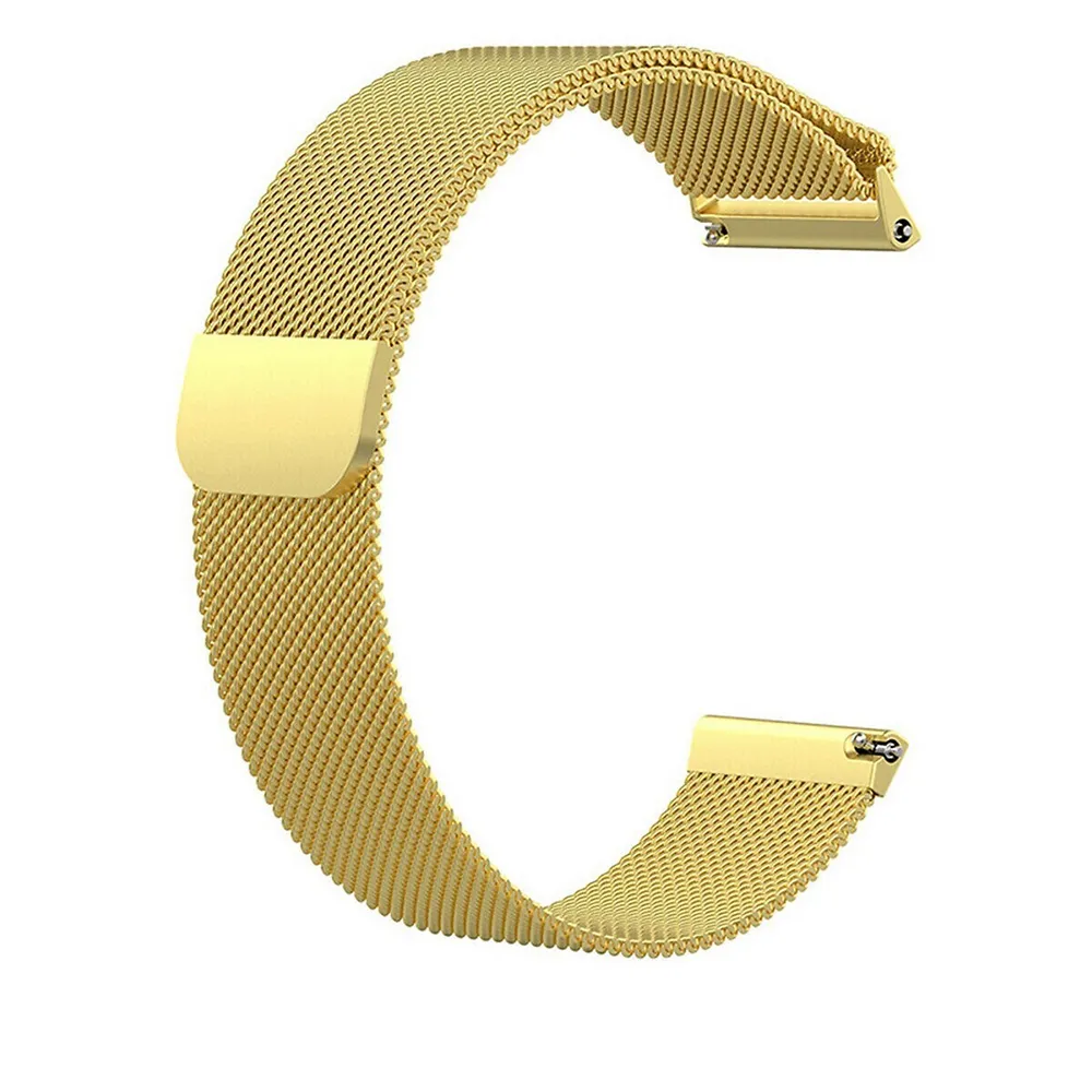 2pcs Milanese Stainless Magnetic Smart Watch Band Wristband For Fitbit Versa /2/lite (large,gold)