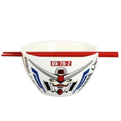 Gundam Ceramic Ramen Bowl With Chopsticks