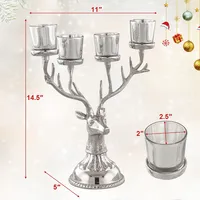 Reindeer Candle Holder For Tealight Aluminum Christmas Ornament For 4 Candles