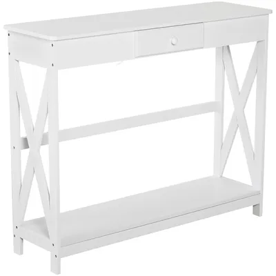 Console Table, Slim Entryway Table With Drawer Storage Shelf