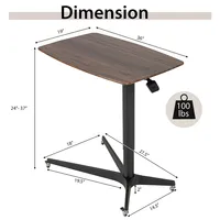 Mobile Standing Desk Pneumatic Adjustable Overbed Table Rolling Laptop Cart