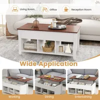 Costway Lift Top Coffee Table W/ Hidden Compartment And Storage Shelves Furniture