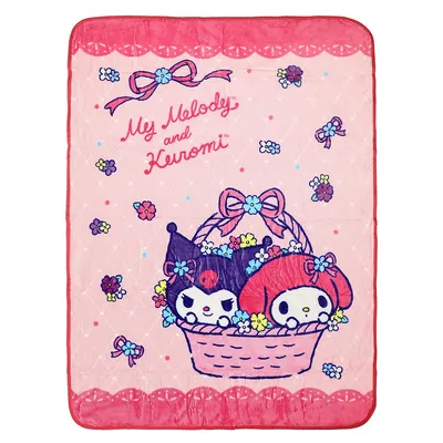 Hello Kitty X Friends My Melody Kuromi Flower Basket Throw Blanket