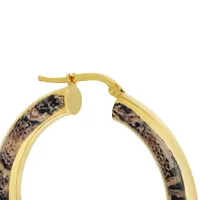 18k Gold Plated Large Tapered With Enamel Hoop Earrings