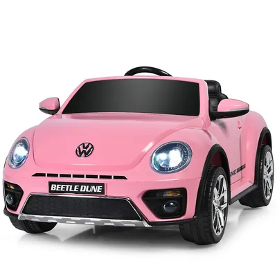 12v Licensed Volkswagen Beetle Kids Ride On Car W/ Remote Control&fm Radio Whitepinkred