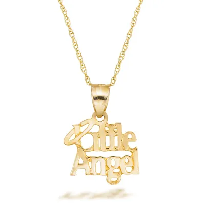 10kt 17" Little Angel Pendant Gold Necklace