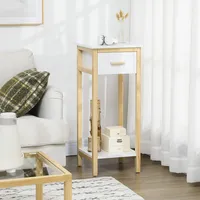 Side Table With Storage Drawer, Shelf For Small Spaces