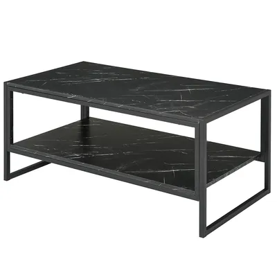 2 Tier Marble Textured Coffee Table