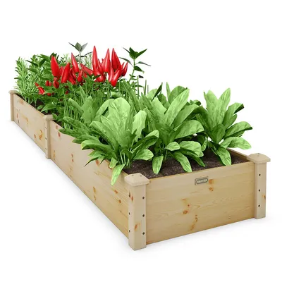 Wooden Raised Garden Bed Outdoor Wood Planter Box For Vegetables Flowers Fruit