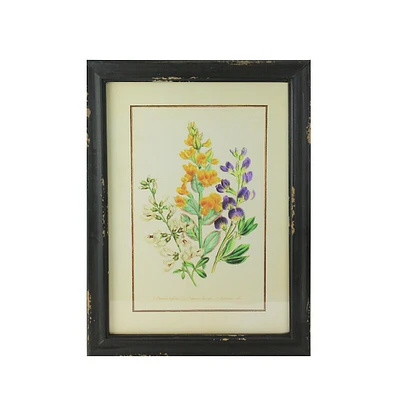 16" Black And Butter Yellow Baptisia Distressed Wood Framed Print Wall Art