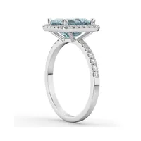 Aquamarine And Diamond Engagement Ring 14k White Gold (3.32ct)